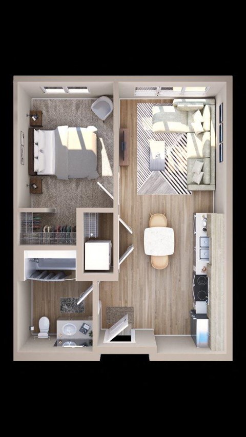 Adara at SeaTac Apartments A8 3D Floor Plan